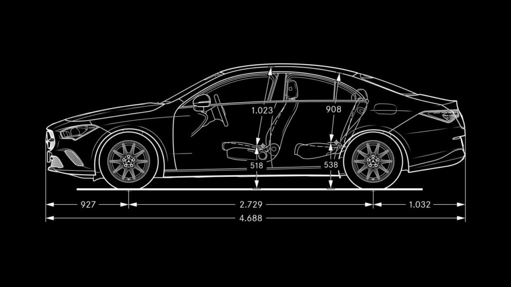 Mercedes CLA schéma dimension