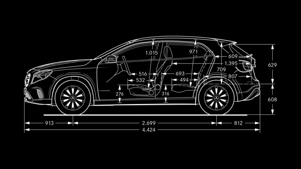 Mercedes GLA schéma dimension