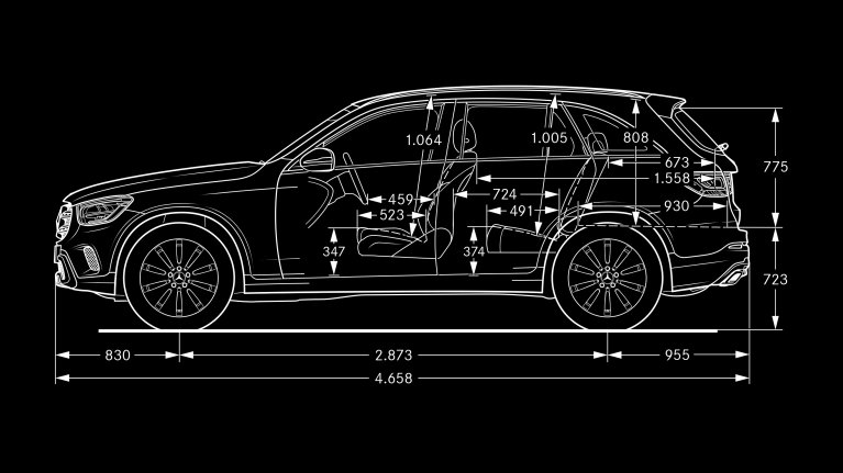 Mercedes GLC schéma dimension