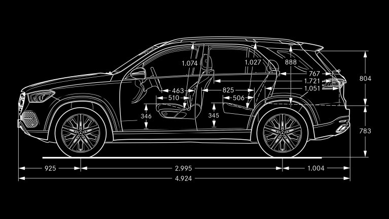 Mercedes GLE schéma dimension