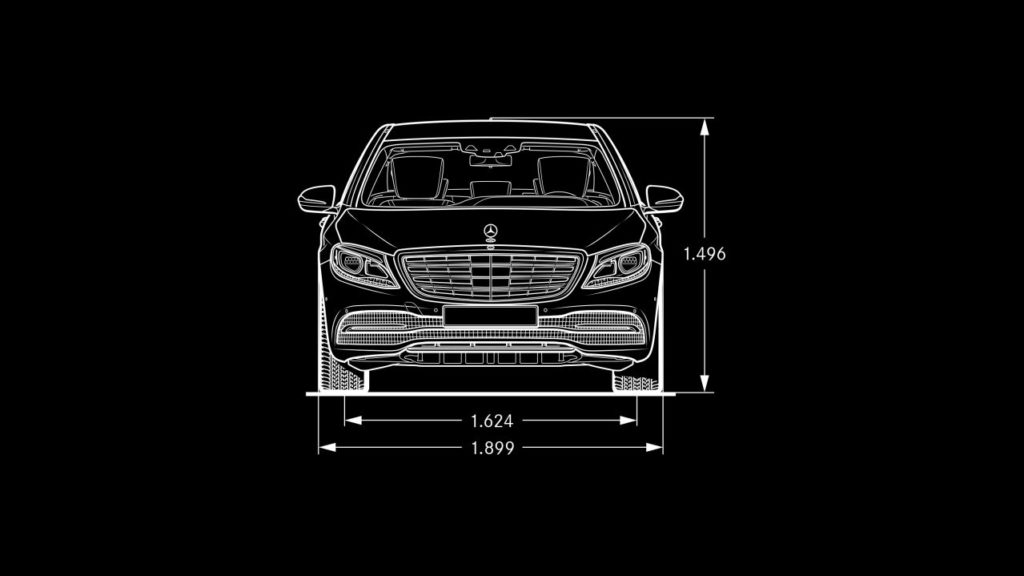 Mercedes Classe S schéma dimension