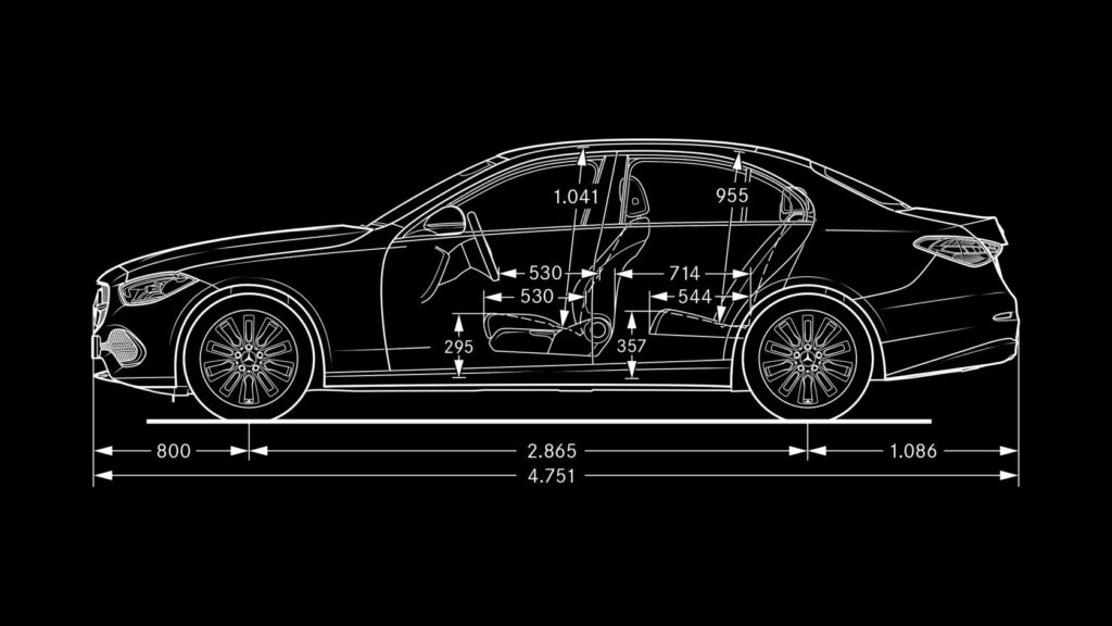 Mercedes Nouvelle Classe C schéma dimension