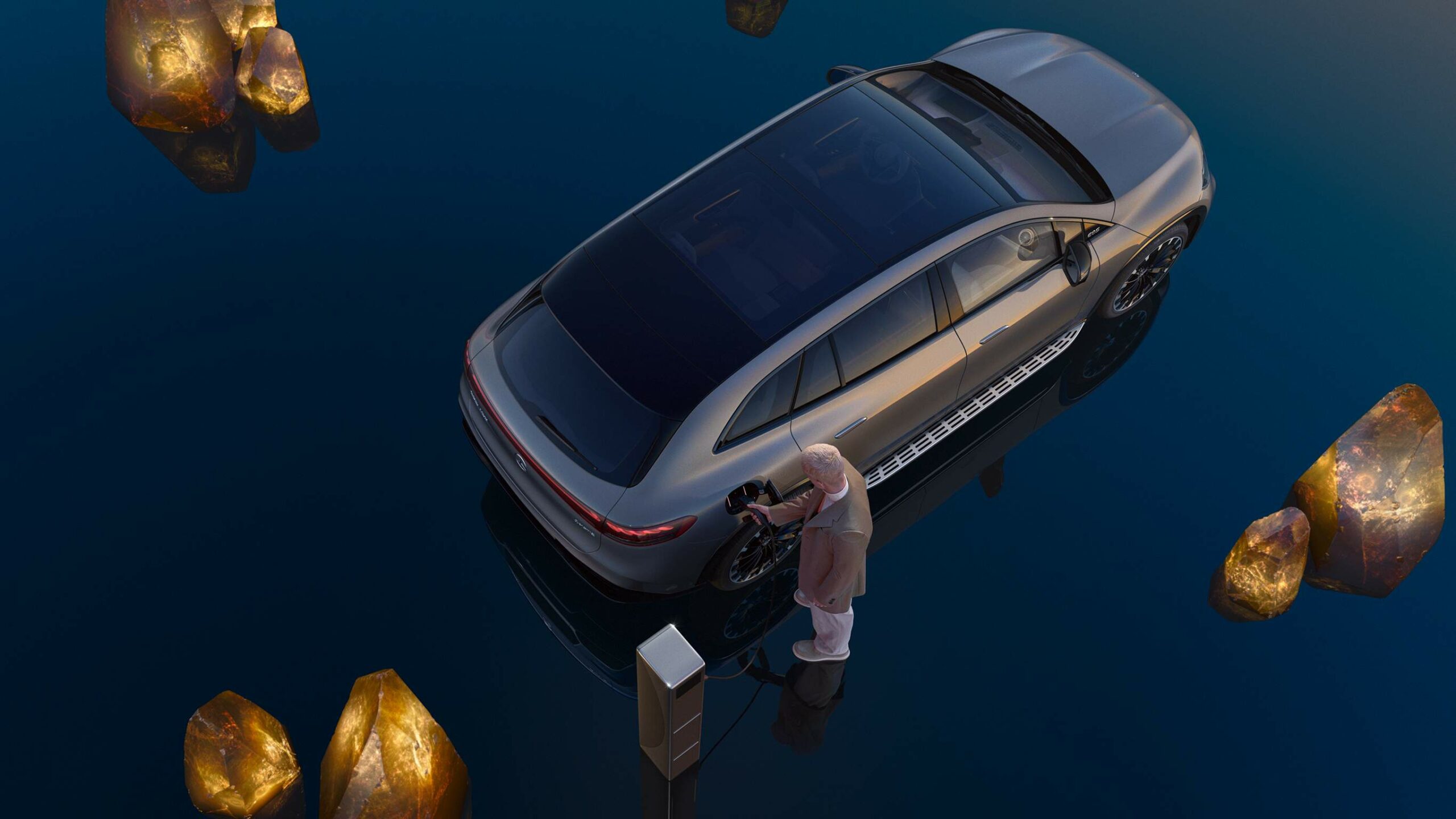 Vue d'oiseau de la nouvelle EQS SUV